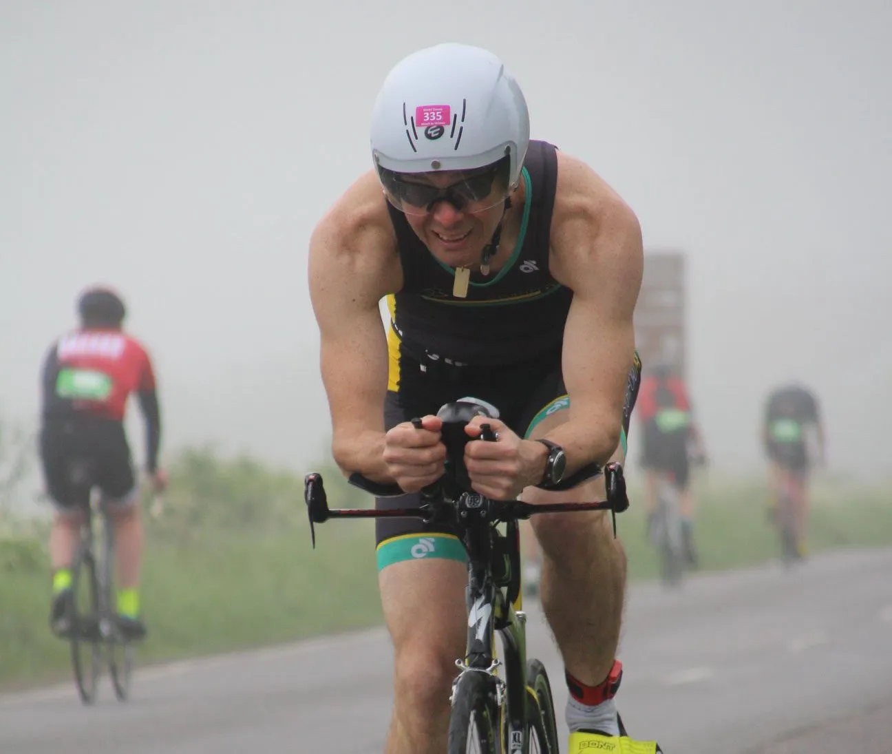 A Stortford Tri member on the bike leg of a triathlon