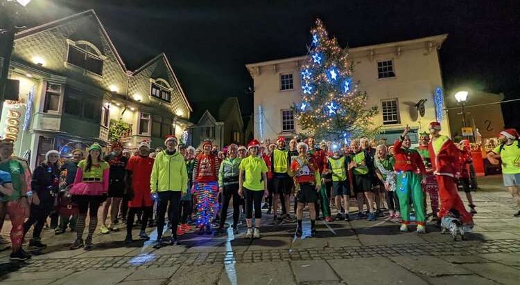 Members in tinsel and festive fancy dress on the Christine Robinson Tinsel Run