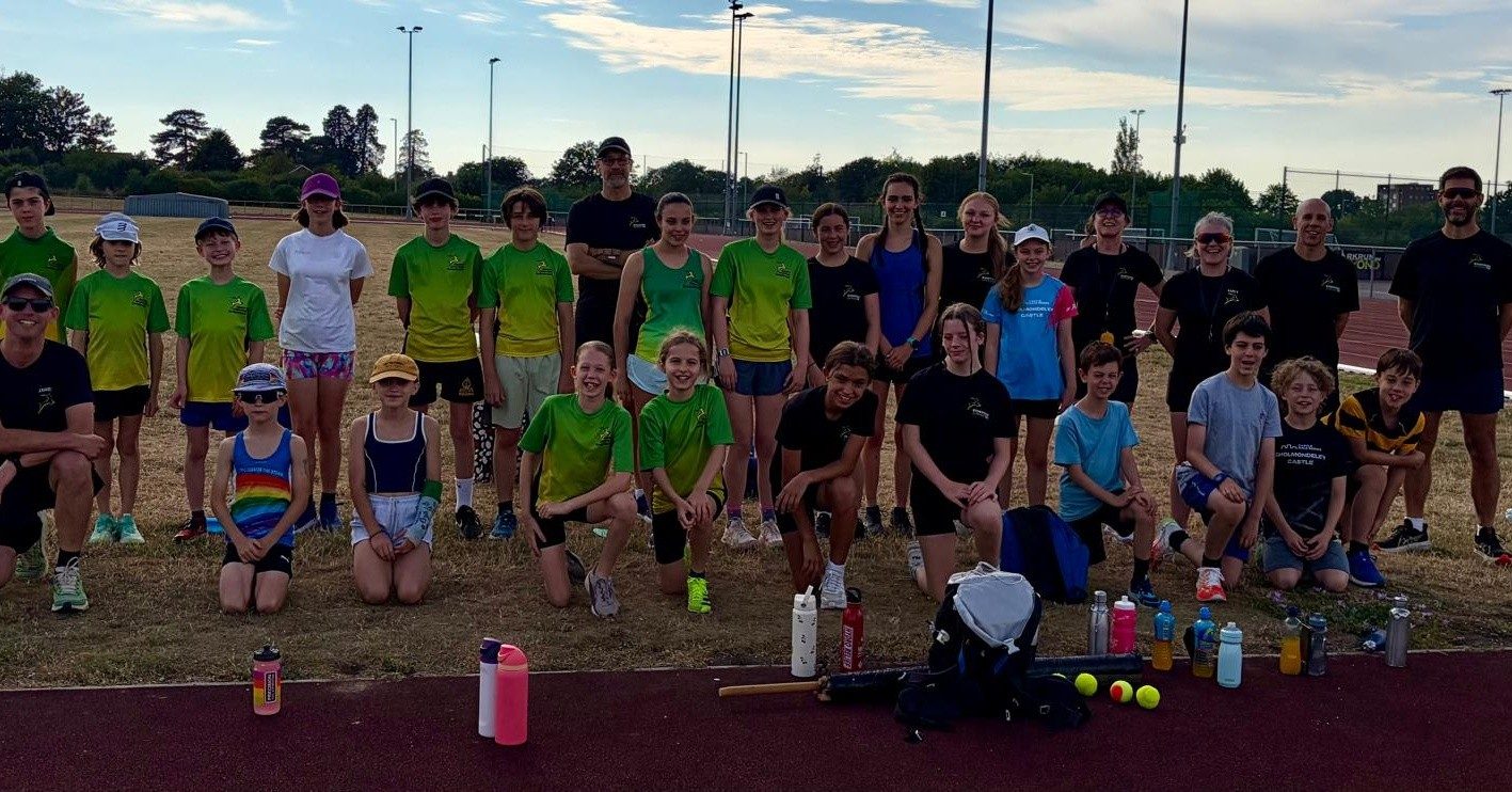 Juniors and coaches at the track at the end of term
