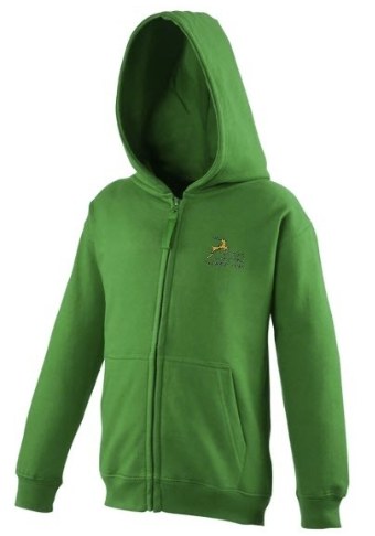 Green junior club hoodie with embroidered logo