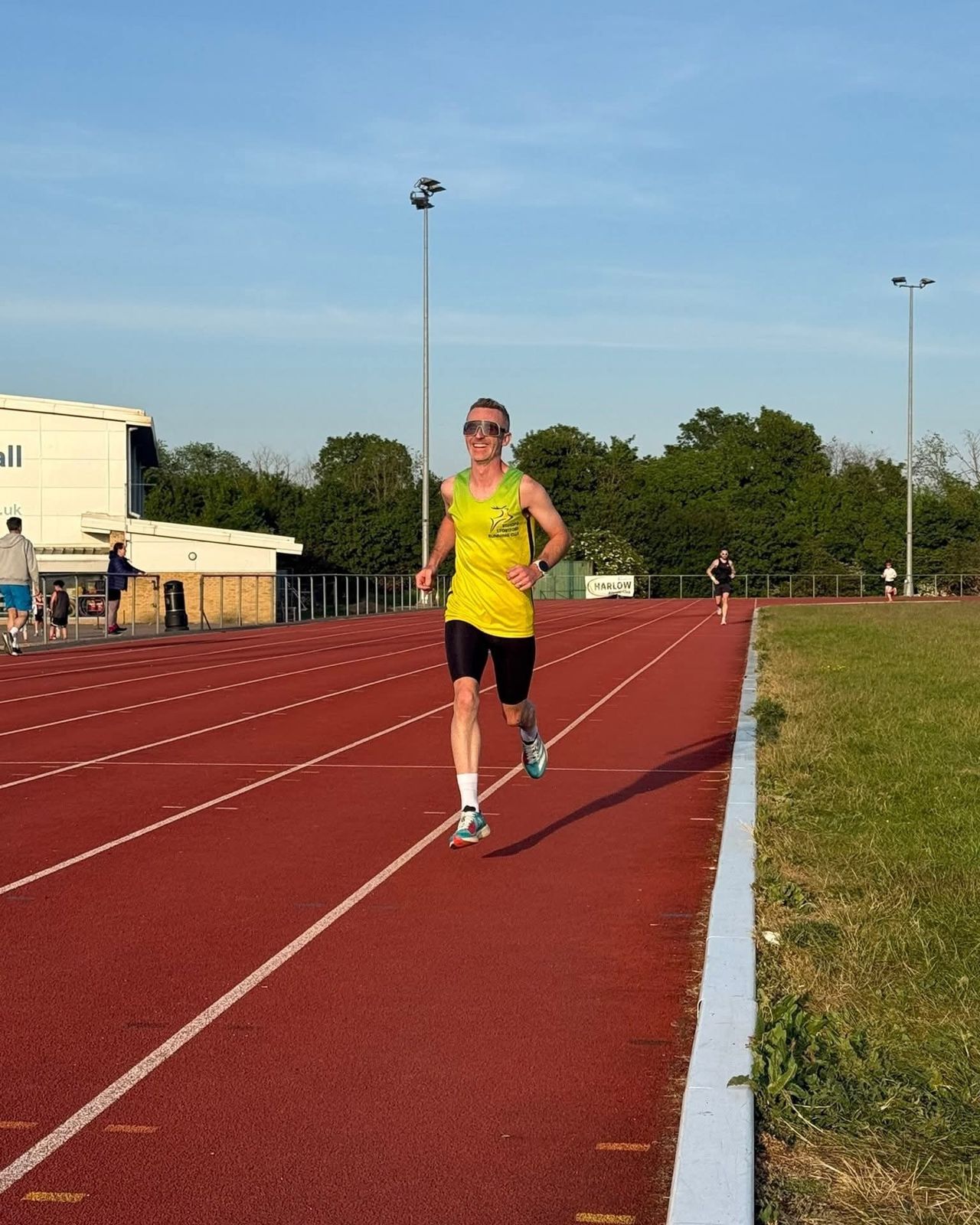 A club runner on the track at the club 5K championship